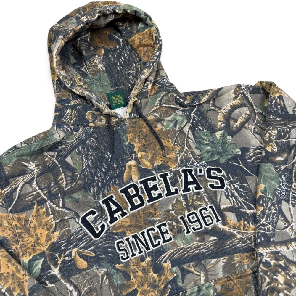 Cabelas Since 1961 Camo Hoodie Mens XL Seclusion 3D Graphic Pullover Y2K